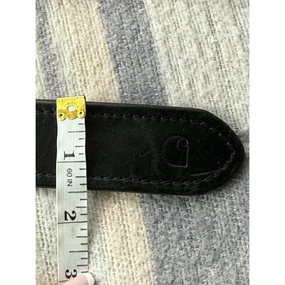 Carhartt Mens Black Full Grain Leather Belt Logo Buckle Workwear Size 42 2201-01